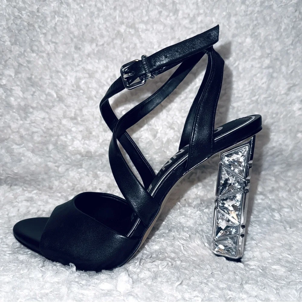 Gianni Bini Leather Heels with Jewel Accents - Picture 2 of 8